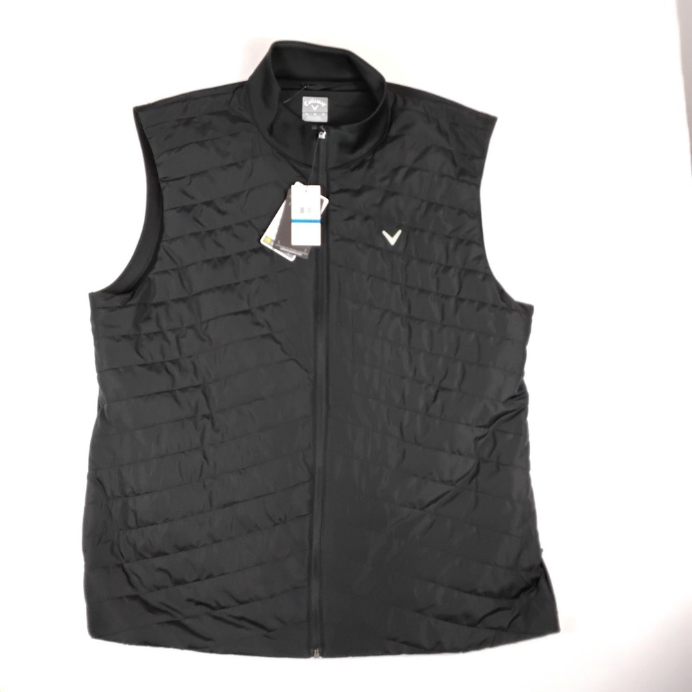 NWT Callaway Golf Mens Black Caviar Quilted Lightweight Puffer Vest Full Zip XL